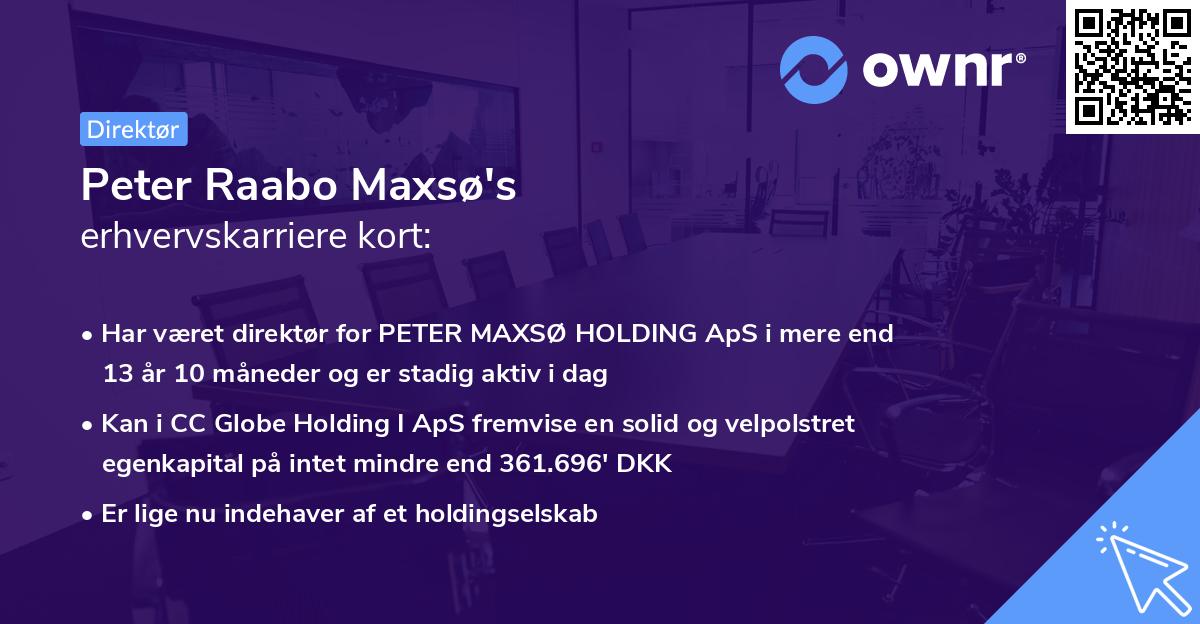 Peter Raabo Maxsø's erhvervskarriere kort