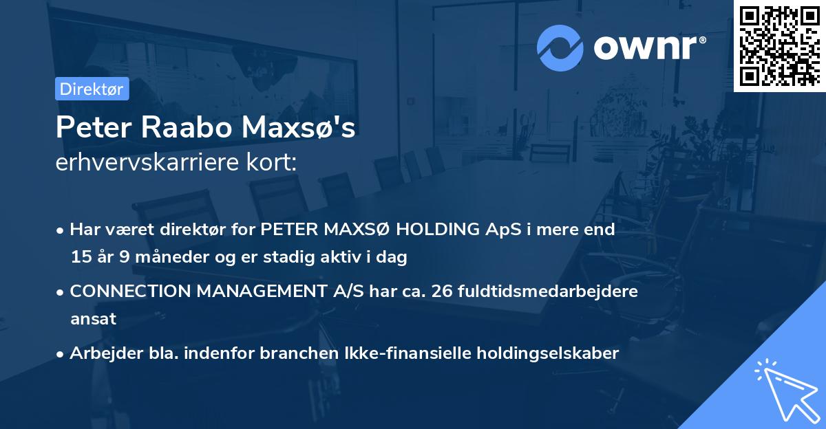 Peter Raabo Maxsø's erhvervskarriere kort