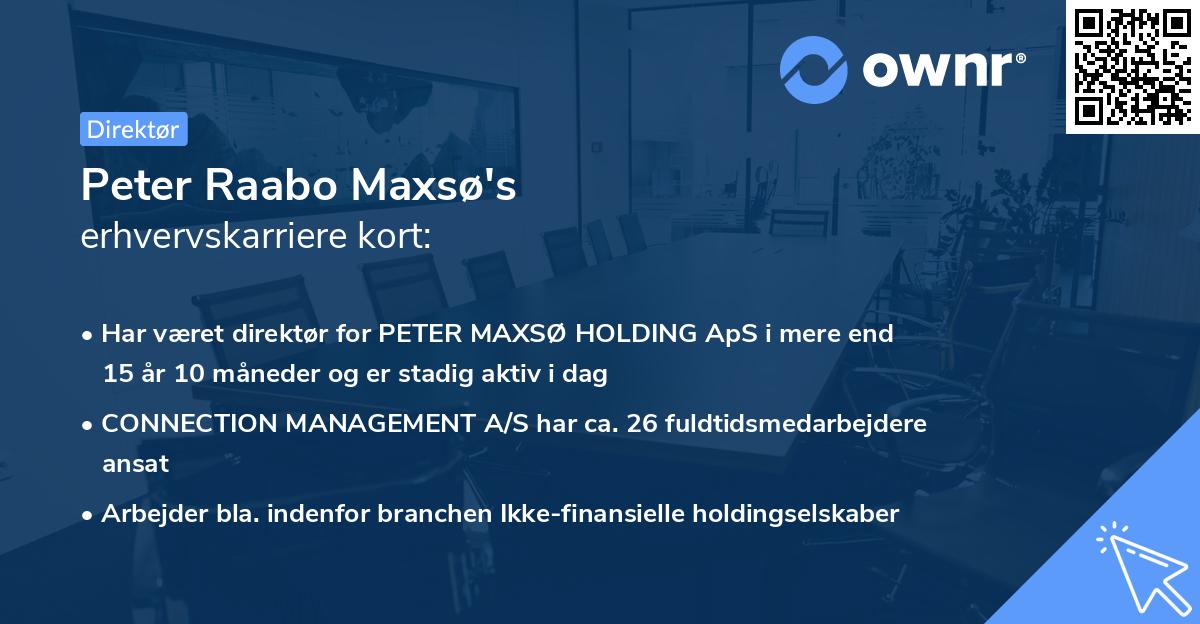 Peter Raabo Maxsø's erhvervskarriere kort
