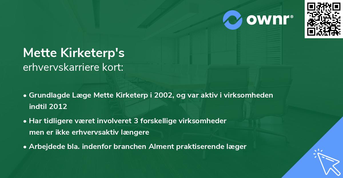 Mette Kirketerp's erhvervskarriere kort