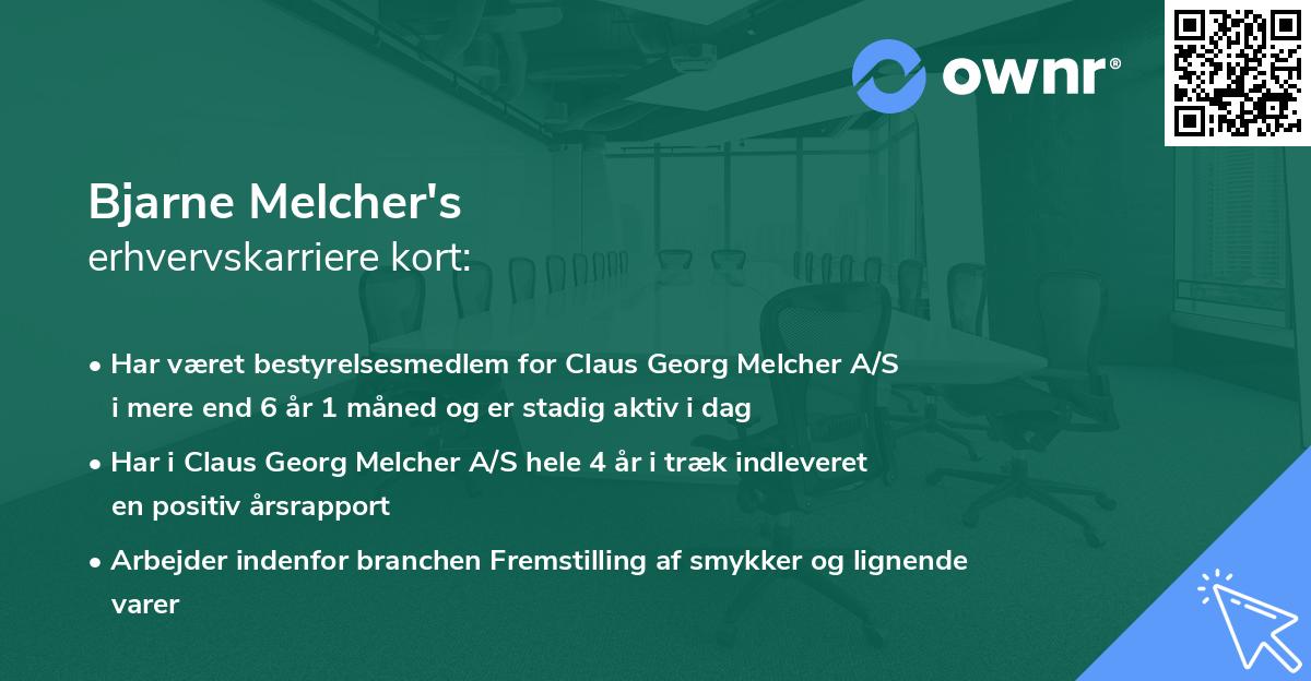 Bjarne Melcher's erhvervskarriere kort