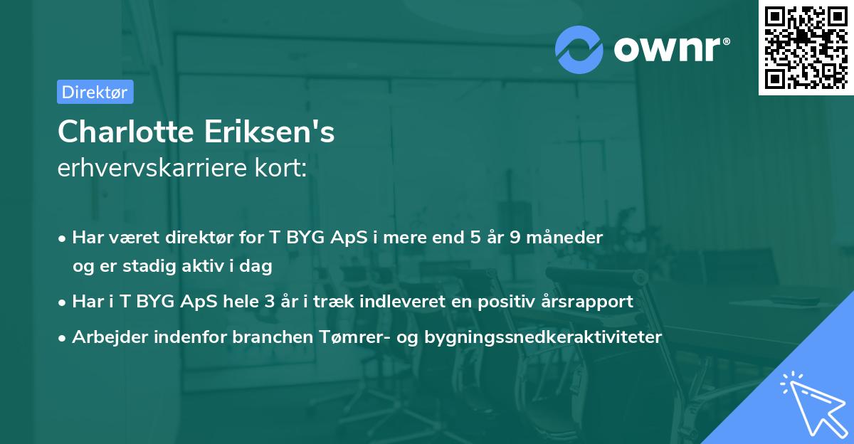 Charlotte Eriksen's erhvervskarriere kort