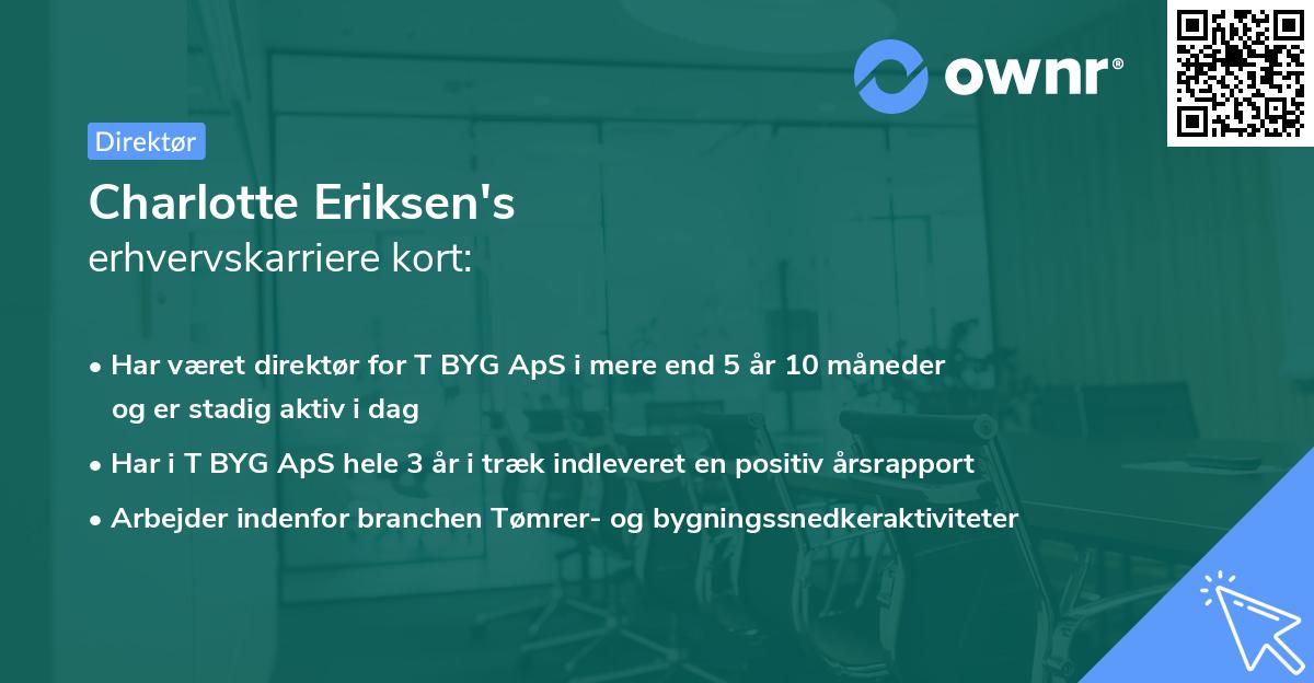 Charlotte Eriksen's erhvervskarriere kort
