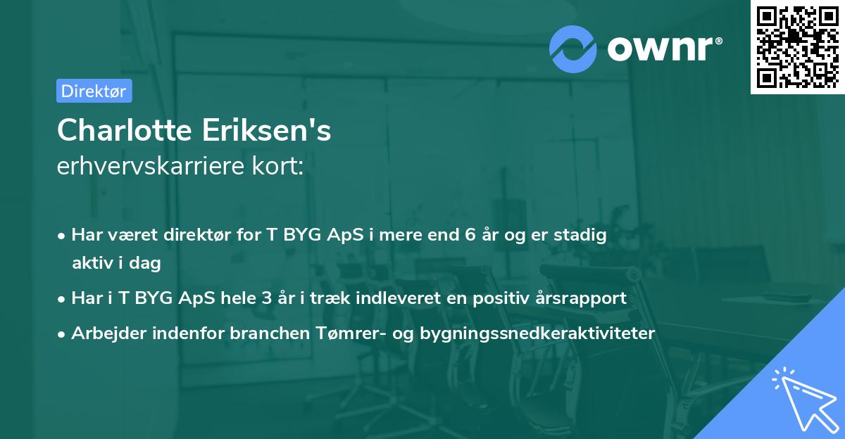 Charlotte Eriksen's erhvervskarriere kort