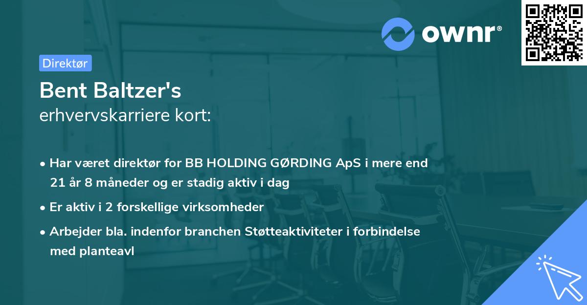 Bent Baltzer's erhvervskarriere kort