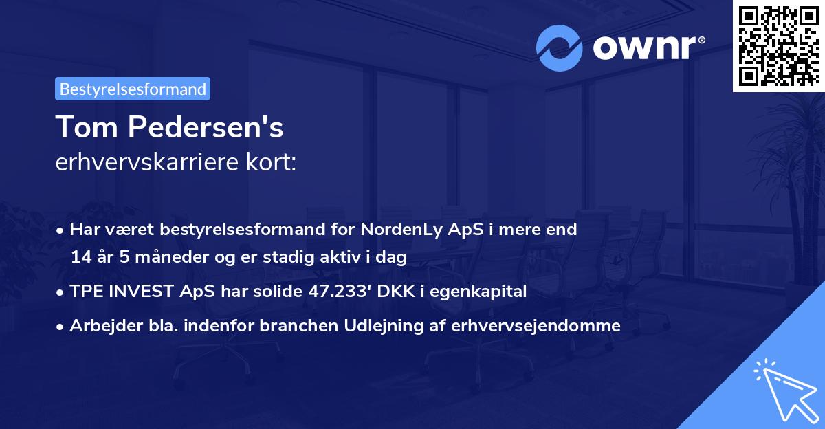 Tom Pedersen's erhvervskarriere kort