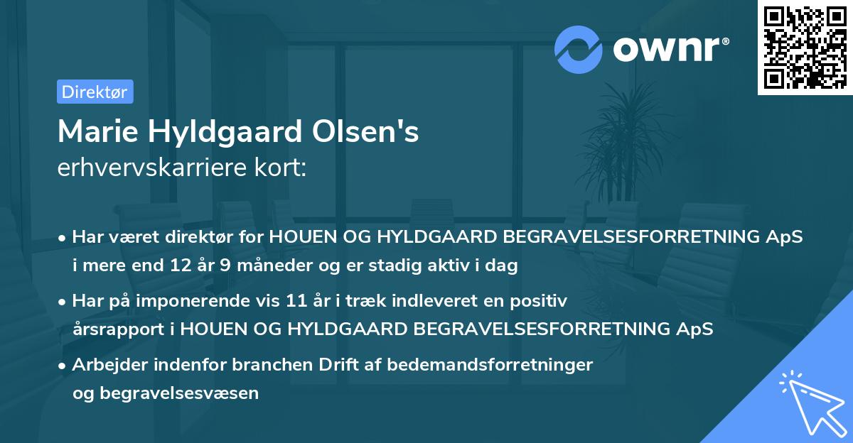 Marie Hyldgaard Olsen's erhvervskarriere kort
