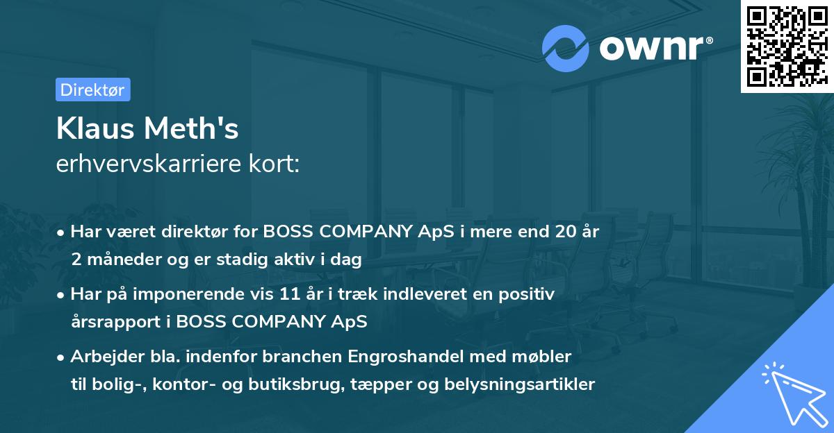 Klaus Meth's erhvervskarriere kort