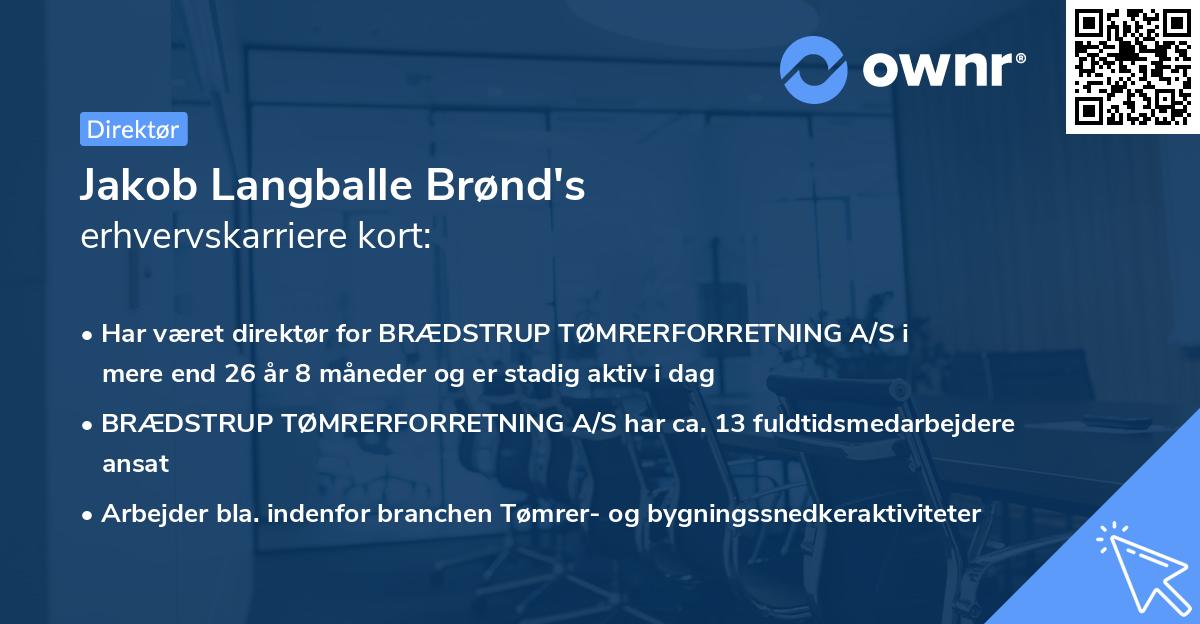 Jakob Langballe Brønd's erhvervskarriere kort