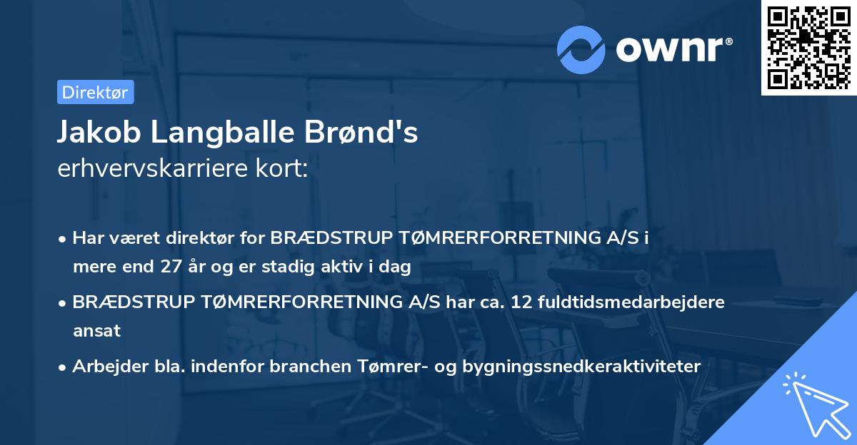 Jakob Langballe Brønd's erhvervskarriere kort