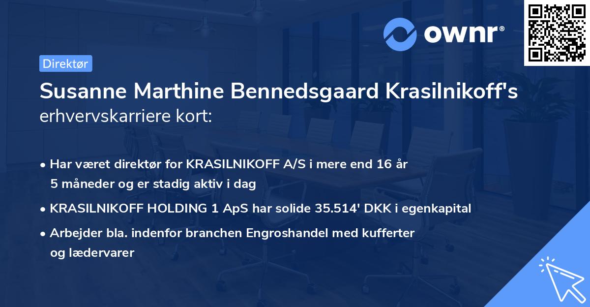 Susanne Marthine Bennedsgaard Krasilnikoff's erhvervskarriere kort
