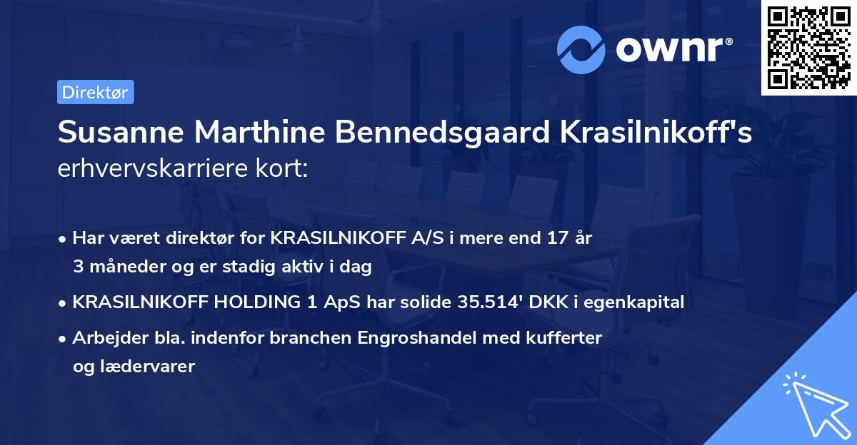 Susanne Marthine Bennedsgaard Krasilnikoff's erhvervskarriere kort