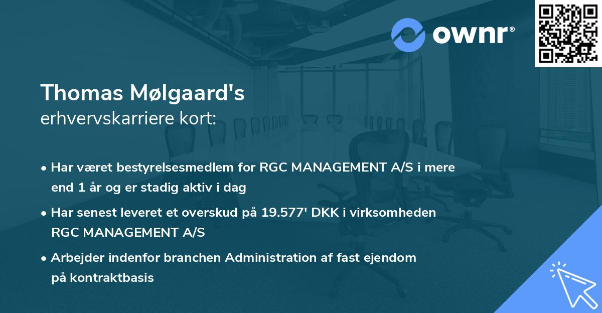 Thomas Mølgaard's erhvervskarriere kort