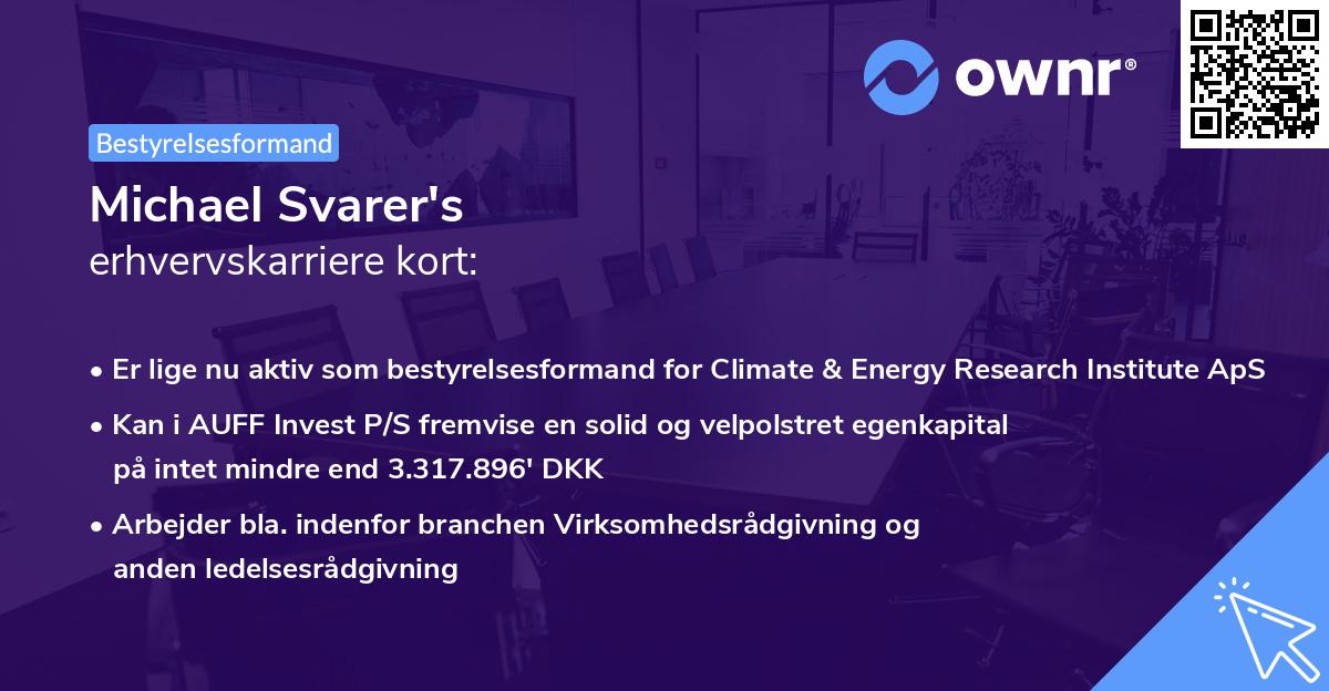 Michael Svarer's erhvervskarriere kort