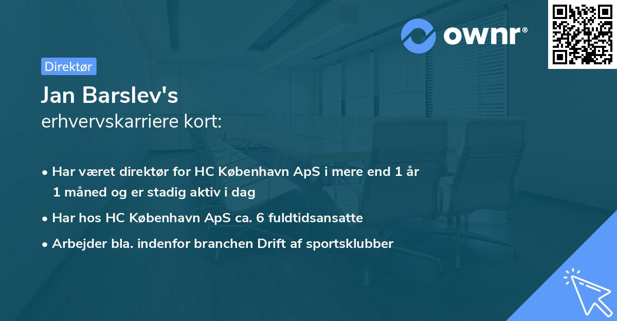 Jan Barslev's erhvervskarriere kort