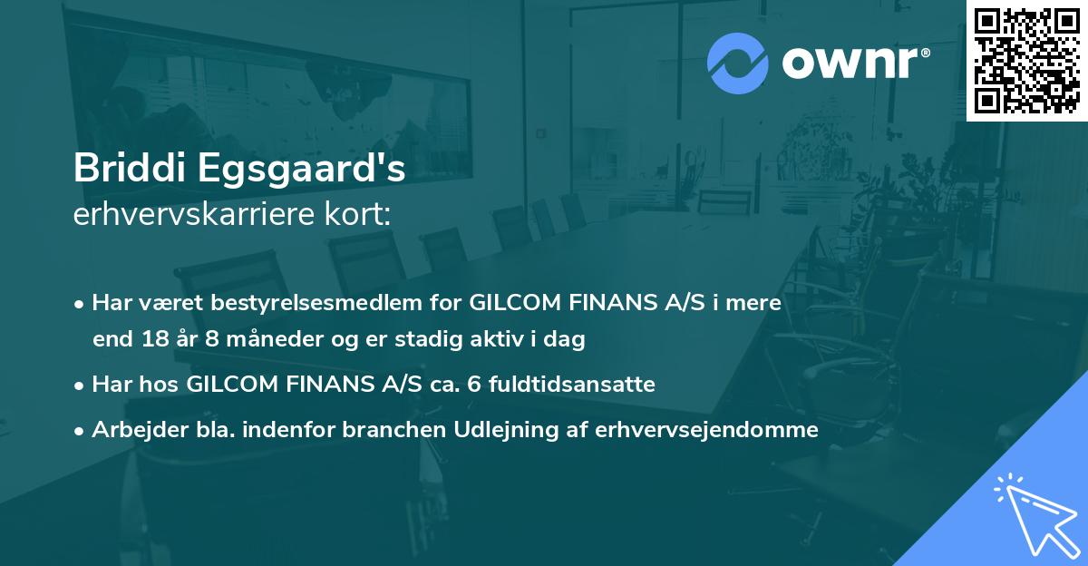 Briddi Egsgaard's erhvervskarriere kort