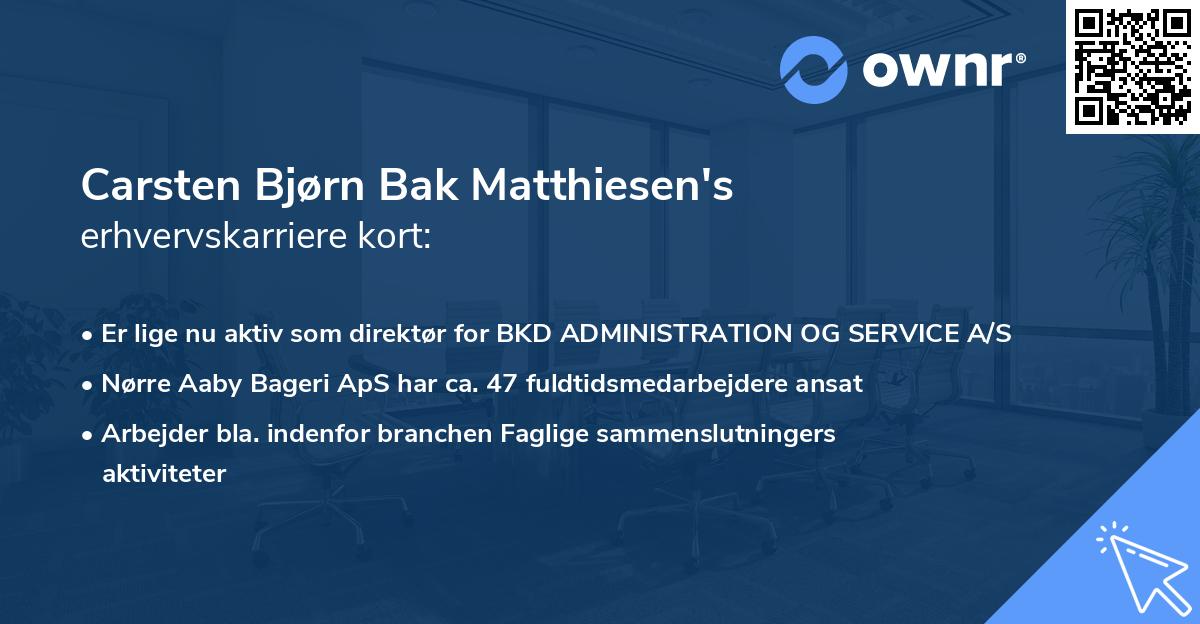 Carsten Bjørn Bak Matthiesen's erhvervskarriere kort