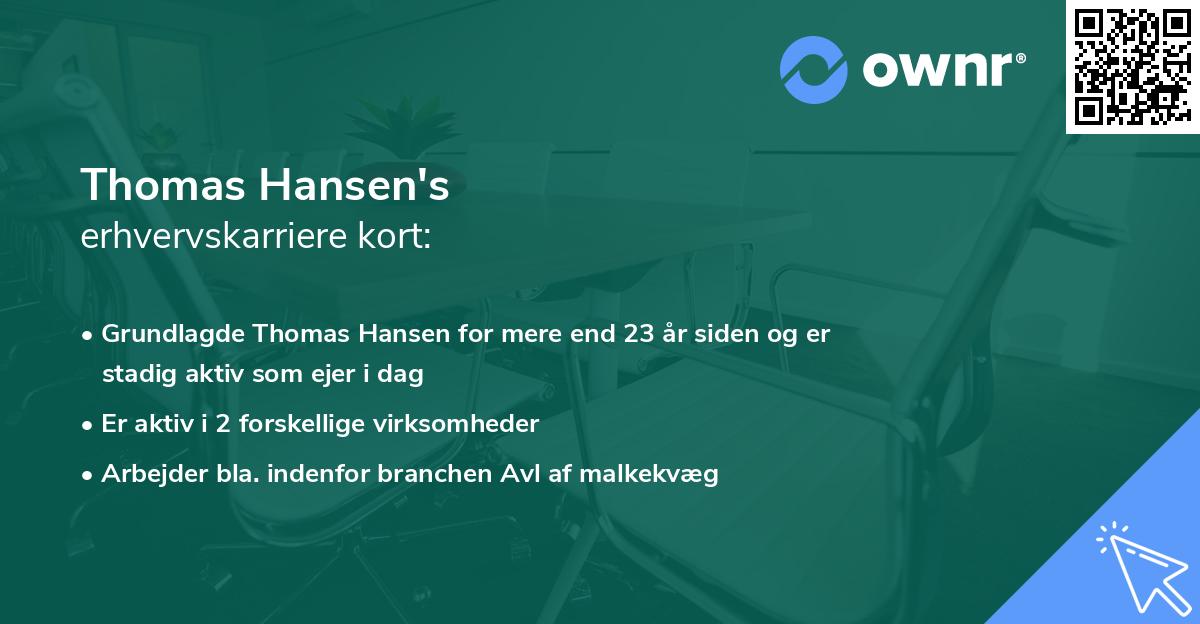 Thomas Hansen's erhvervskarriere kort