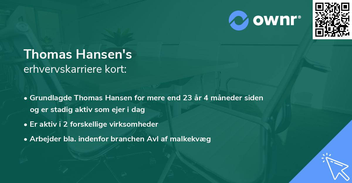 Thomas Hansen's erhvervskarriere kort