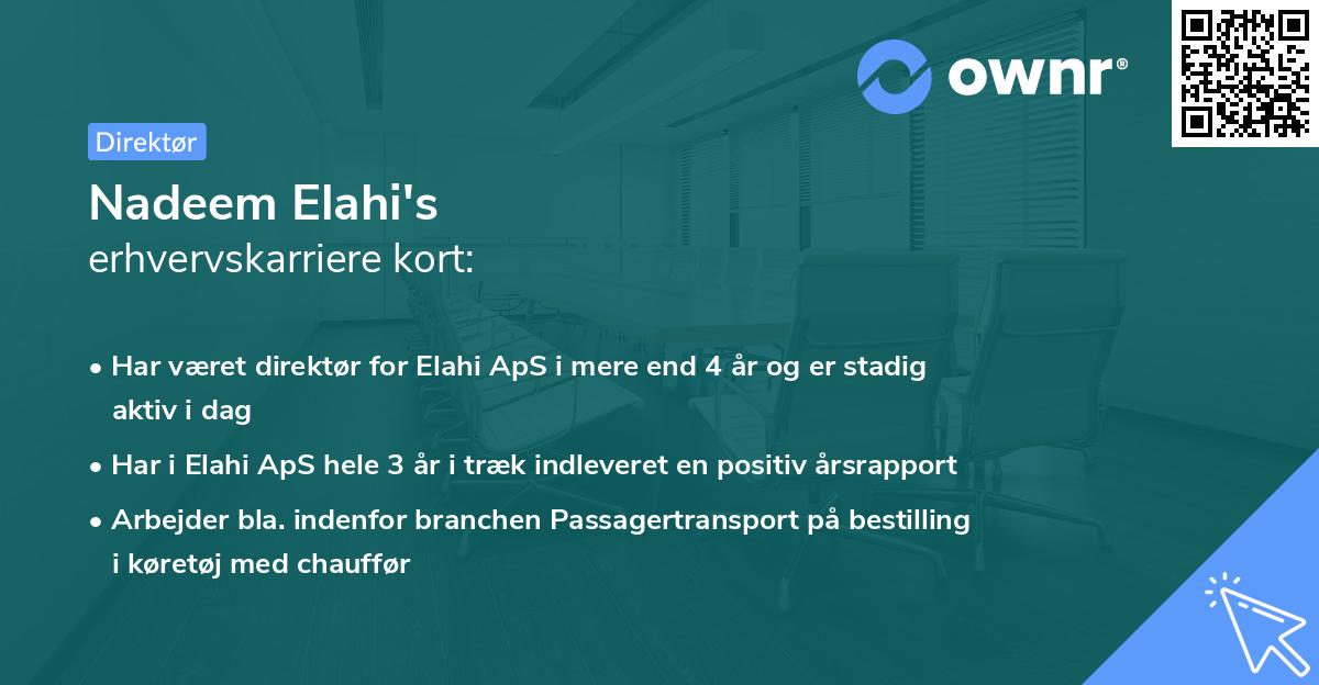 Nadeem Elahi's erhvervskarriere kort