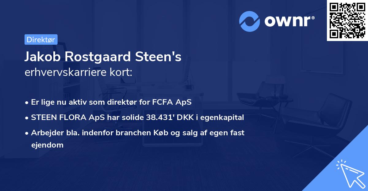 Jakob Rostgaard Steen's erhvervskarriere kort