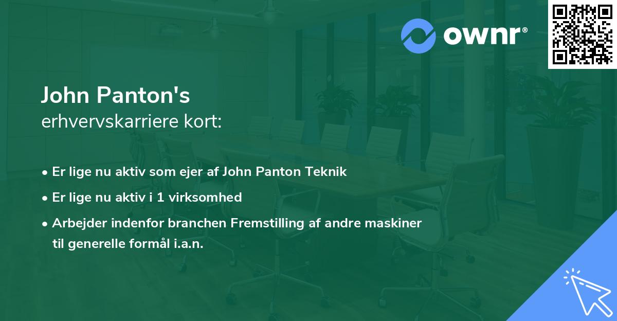 John Panton's erhvervskarriere kort