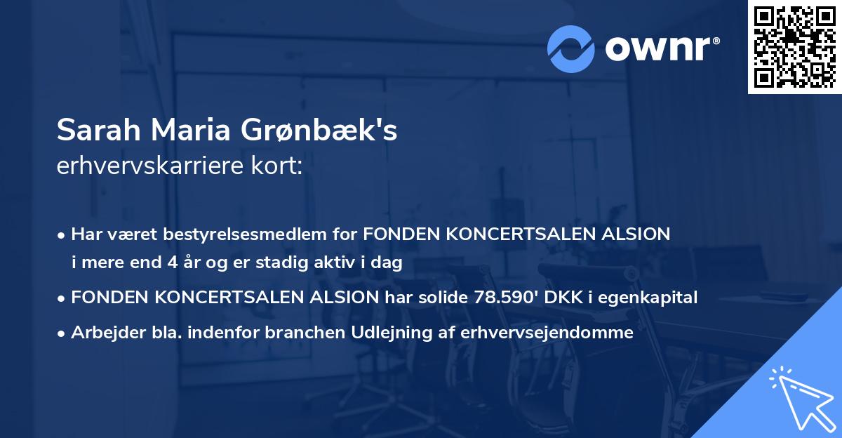 Sarah Maria Grønbæk's erhvervskarriere kort