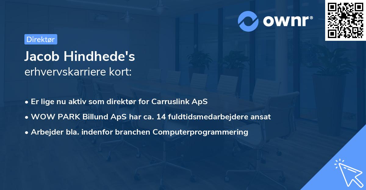 Jacob Hindhede's erhvervskarriere kort