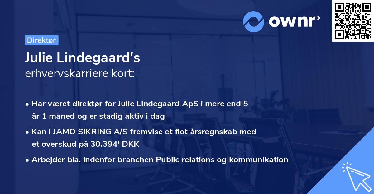 Julie Lindegaard's erhvervskarriere kort