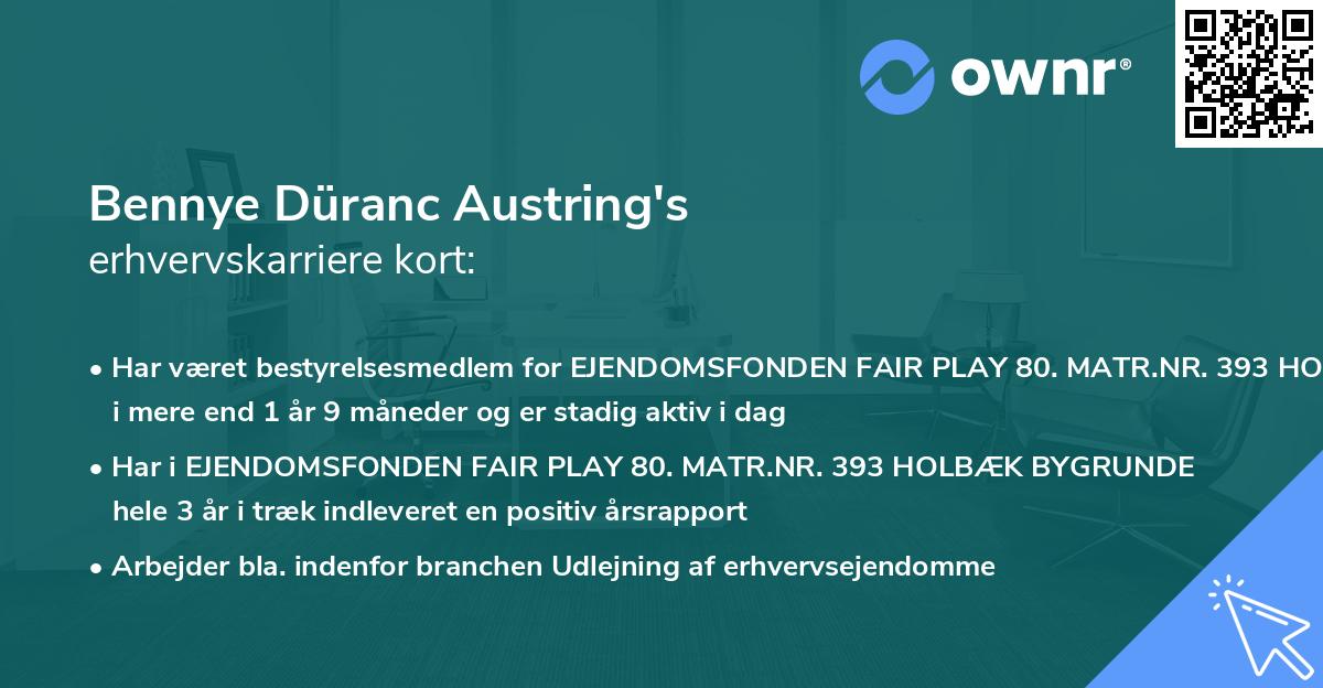 Bennye Düranc Austring's erhvervskarriere kort