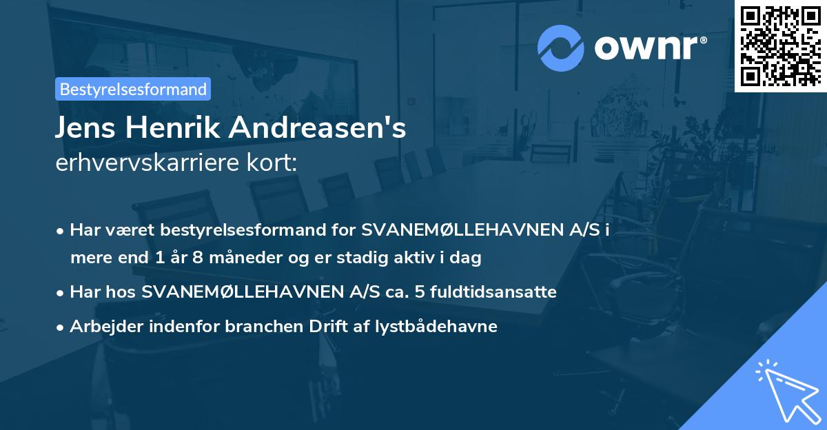 Jens Henrik Andreasen's erhvervskarriere kort