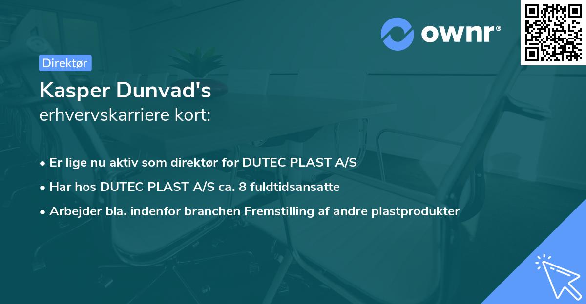 Kasper Dunvad's erhvervskarriere kort