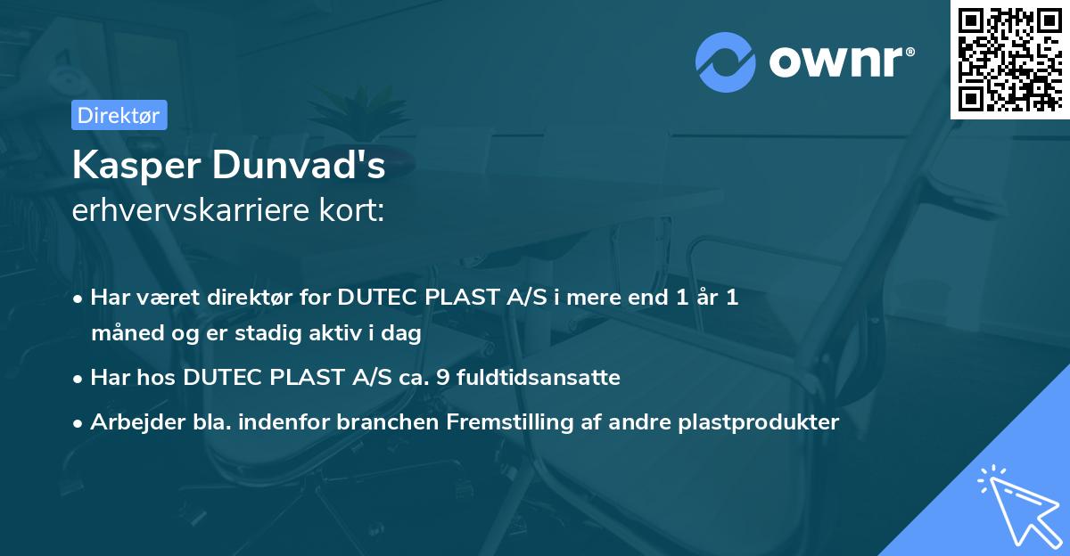 Kasper Dunvad's erhvervskarriere kort