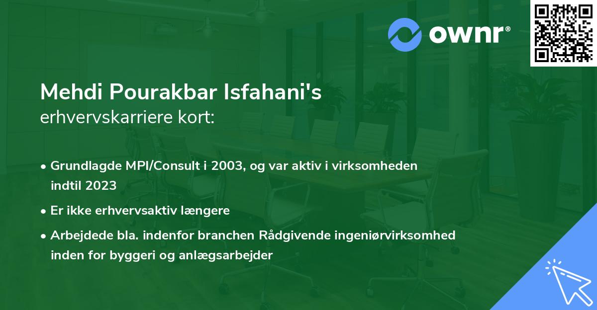 Mehdi Pourakbar Isfahani's erhvervskarriere kort