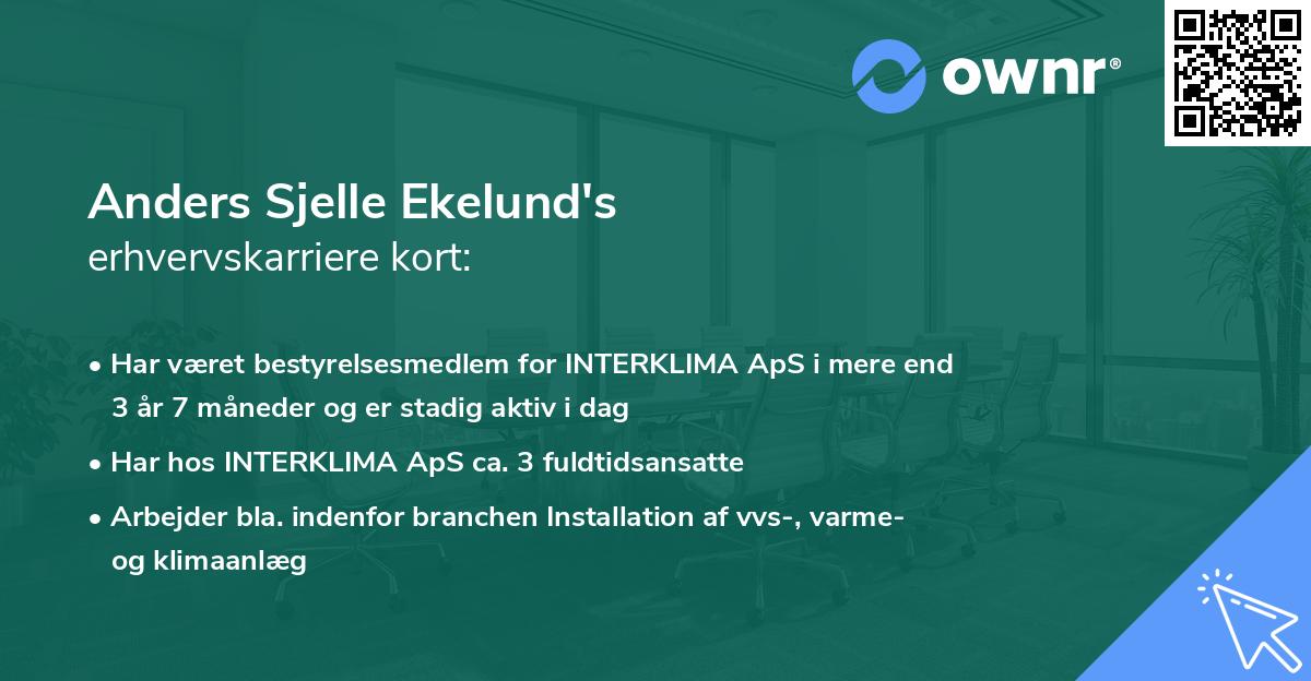Anders Sjelle Ekelund's erhvervskarriere kort