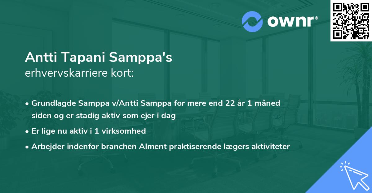 Antti Tapani Samppa's erhvervskarriere kort