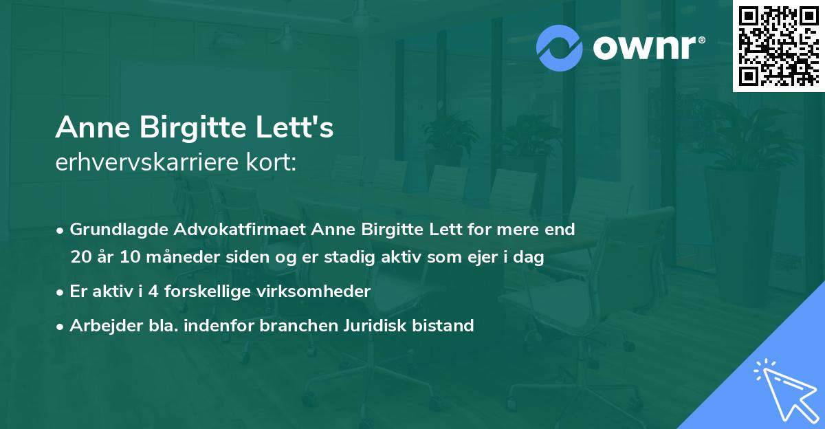 Anne Birgitte Lett's erhvervskarriere kort