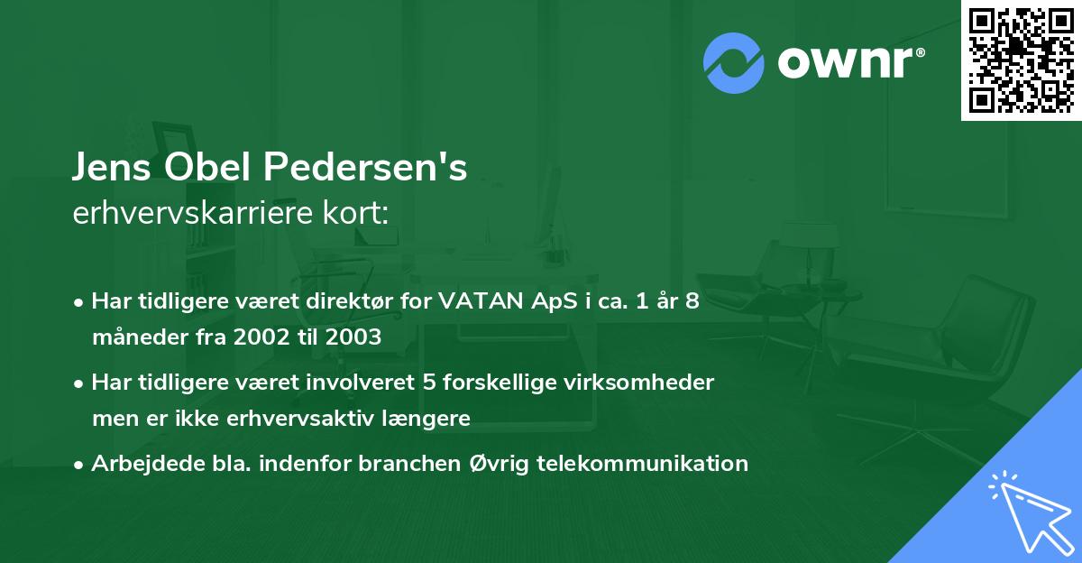 Jens Obel Pedersen's erhvervskarriere kort