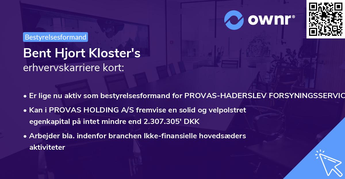 Bent Hjort Kloster's erhvervskarriere kort