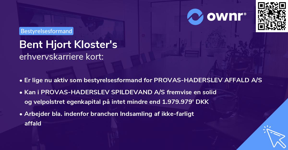 Bent Hjort Kloster's erhvervskarriere kort