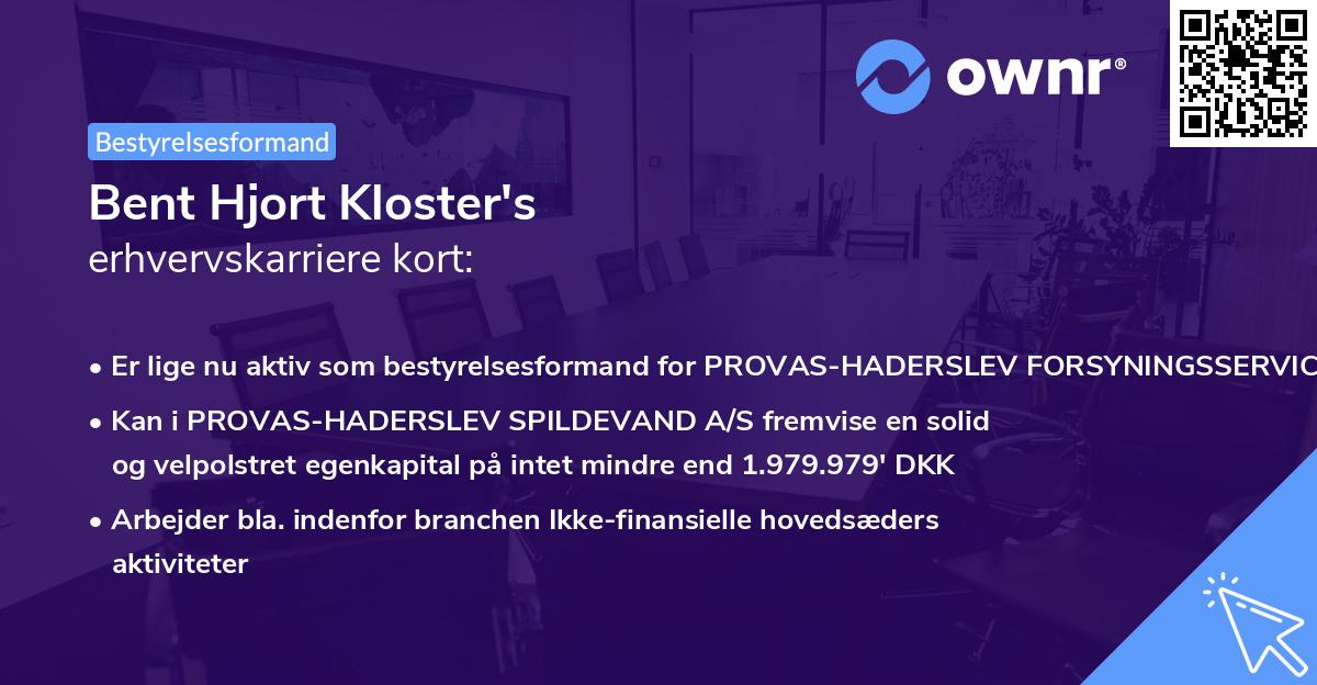 Bent Hjort Kloster's erhvervskarriere kort
