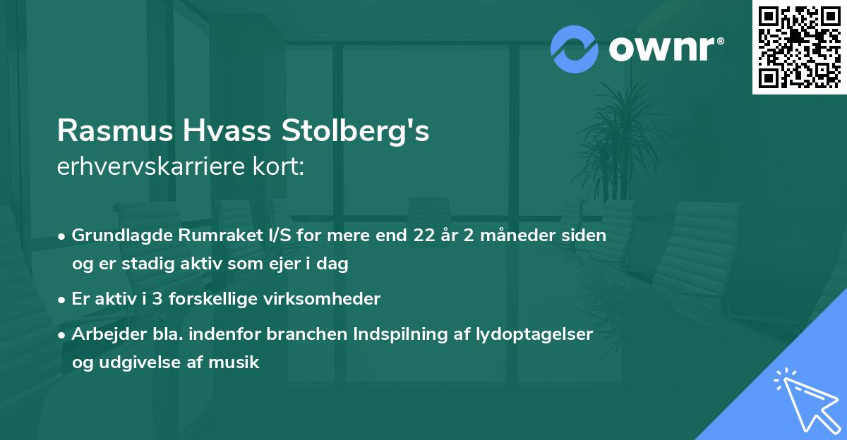 Rasmus Hvass Stolberg's erhvervskarriere kort