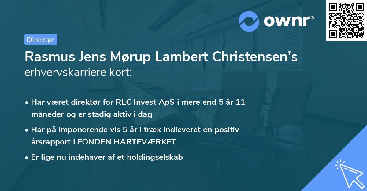 Rasmus Jens Mørup Lambert Christensen's erhvervskarriere kort