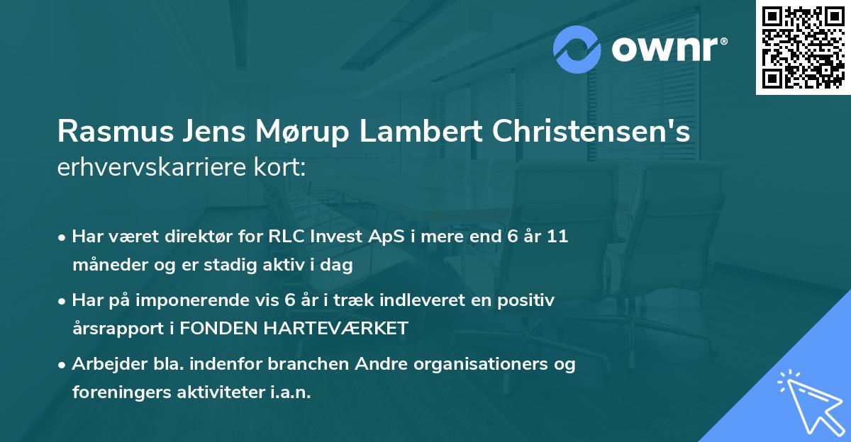 Rasmus Jens Mørup Lambert Christensen's erhvervskarriere kort
