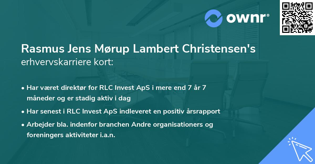 Rasmus Jens Mørup Lambert Christensen's erhvervskarriere kort