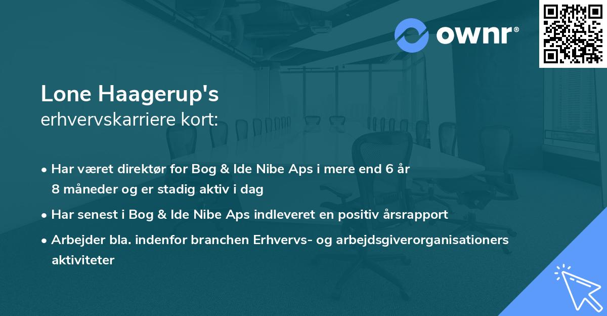Lone Haagerup's erhvervskarriere kort