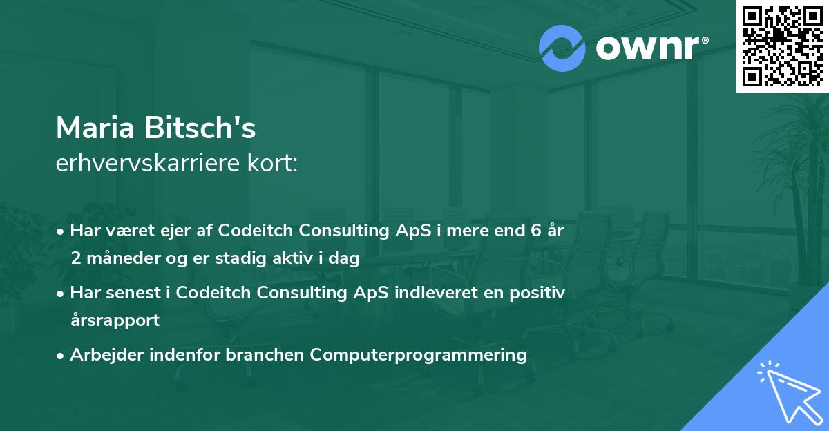 Maria Bitsch's erhvervskarriere kort