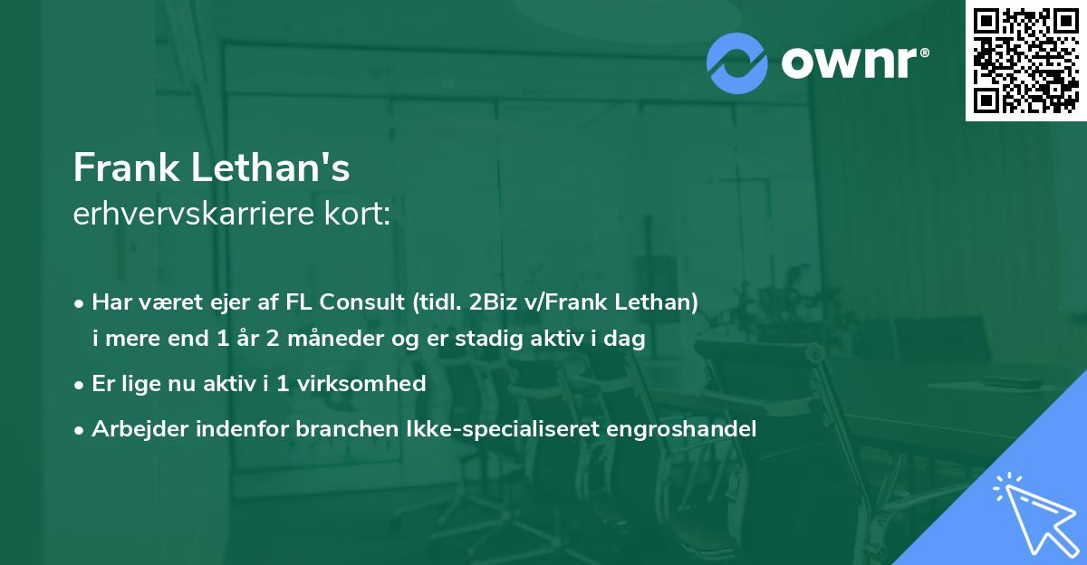 Frank Lethan's erhvervskarriere kort