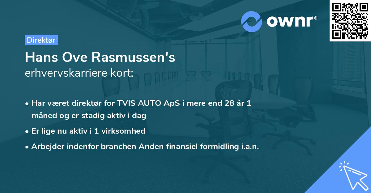 Hans Ove Rasmussen's erhvervskarriere kort