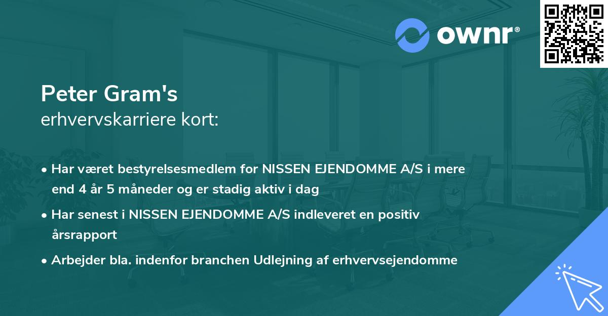 Peter Gram's erhvervskarriere kort